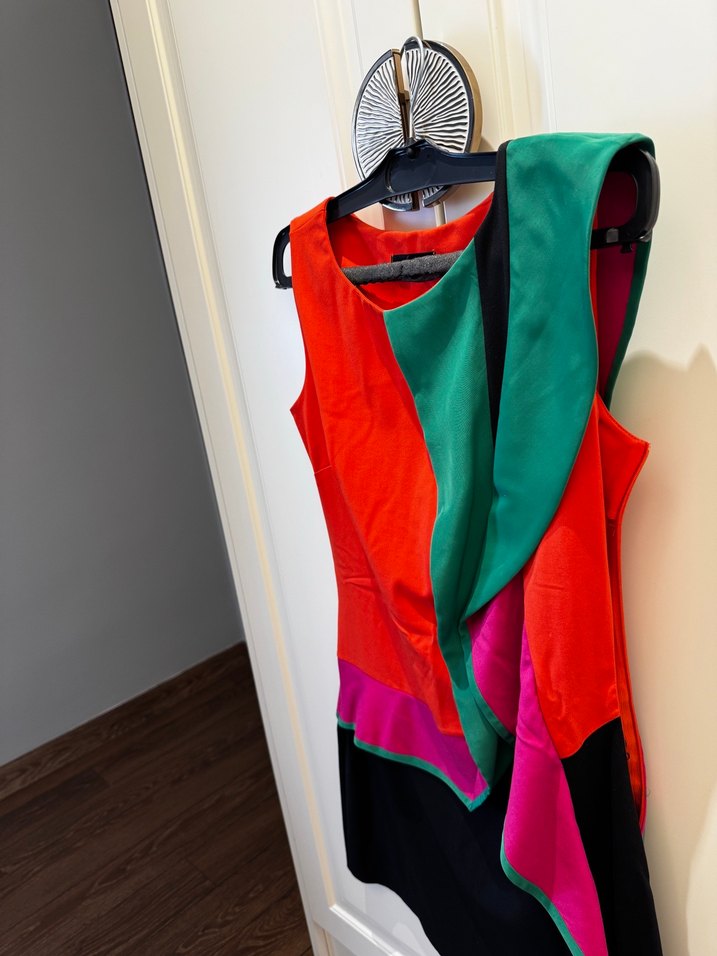 Volanlı Çok Renkli Mini elbise - Görsel 3