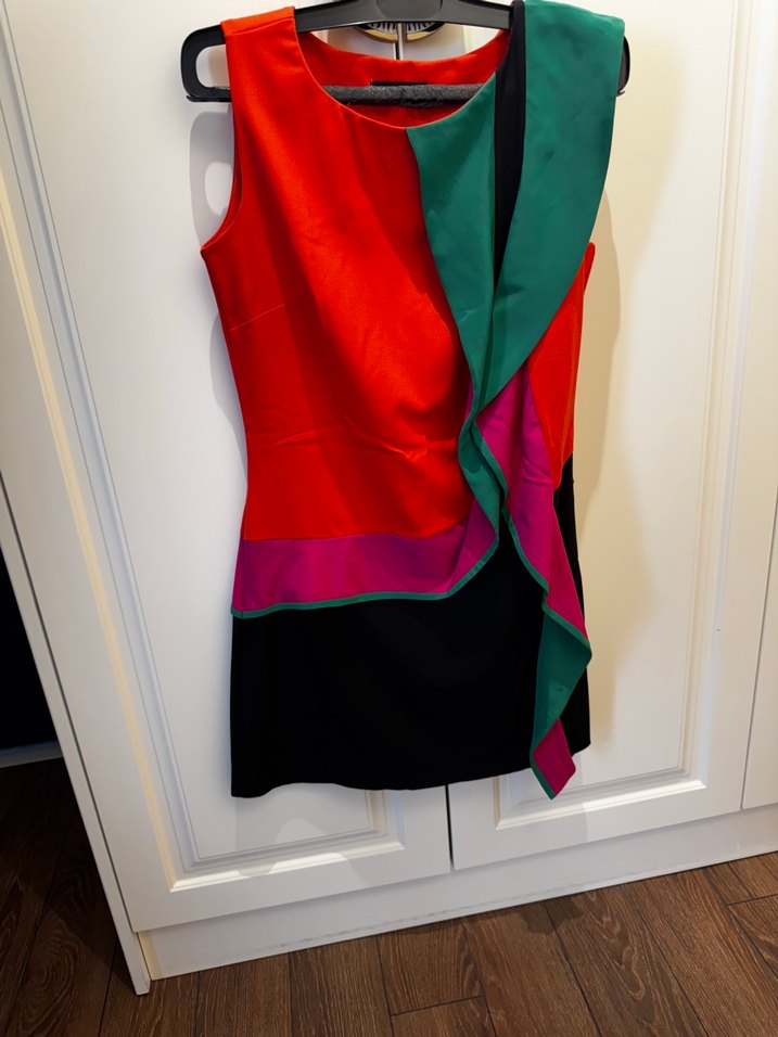 Volanlı Çok Renkli Mini elbise - Görsel 2