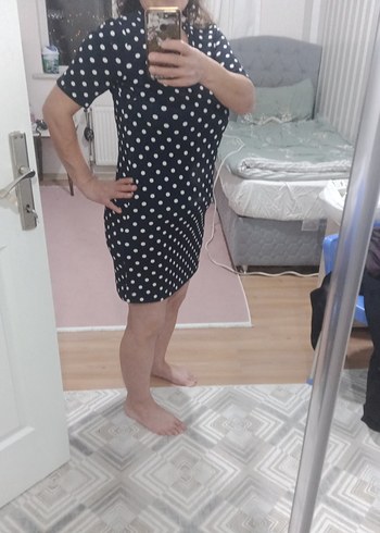 Siyah Puantiyeli Midi elbise - Görsel 2