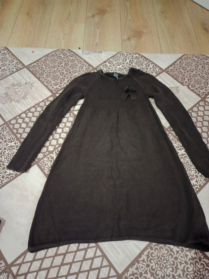 Kız Çocuk Kahverengi İnce Triko Kazak - Görsel 2