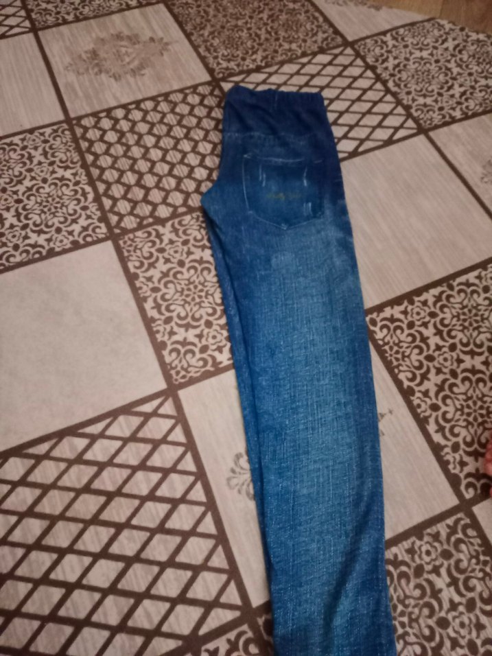 Kız Çocuk Mavi Baskılı Denim Tayt - Görsel 3