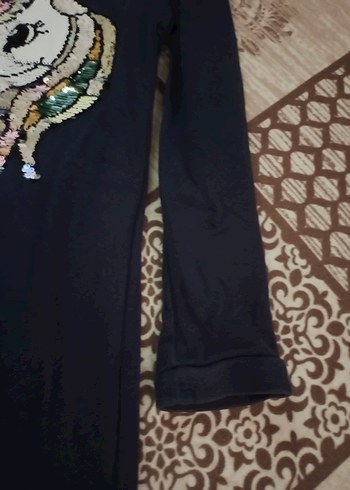 Kız Çocuk Siyah Uzun Kollu Pullu Elbise - Görsel 4