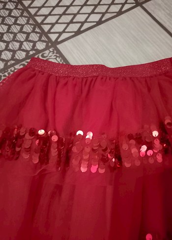 Kız Çocuk Kırmızı Fırfırlı Nakışlı Etek - Görsel 2