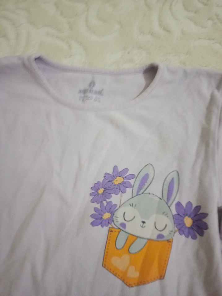 Mor Baskılı Uzun Kollu Kız Tişörtü - Görsel 2