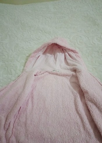 Kız Çocuk Pembe Kapüşonlu Peluş Ceket - Görsel 3