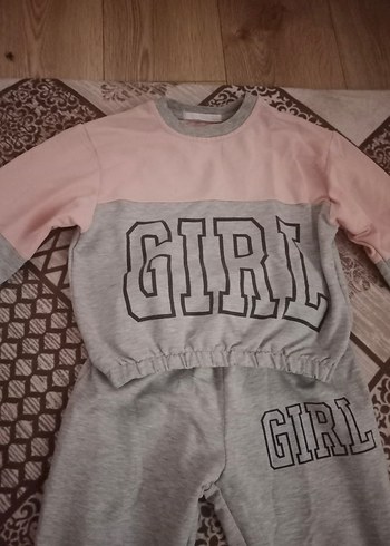 Gri Baskılı Kız Eşofman Takımı - Görsel 2