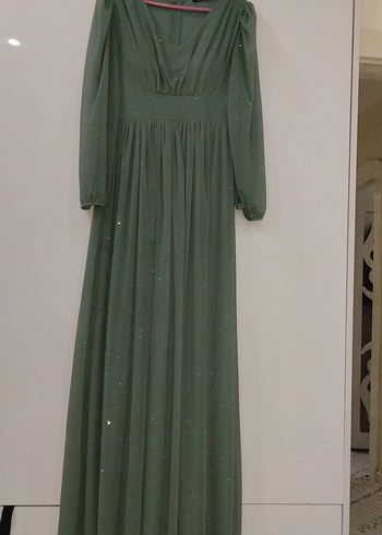 V Yaka haki  Uzun Kollu Salaş elbise türü abiye - Görsel 4