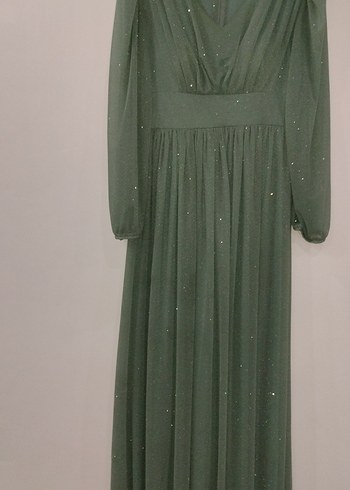 V Yaka haki  Uzun Kollu Salaş elbise türü abiye - Görsel 2