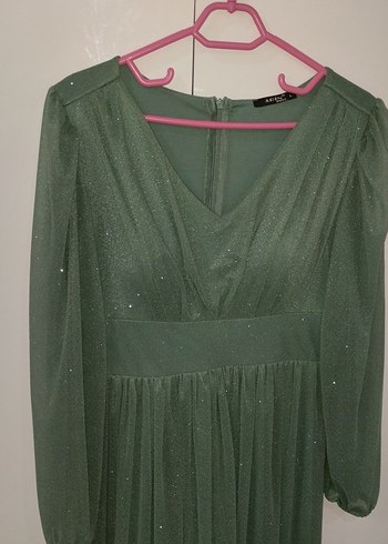 V Yaka haki  Uzun Kollu Salaş elbise türü abiye - Görsel 3