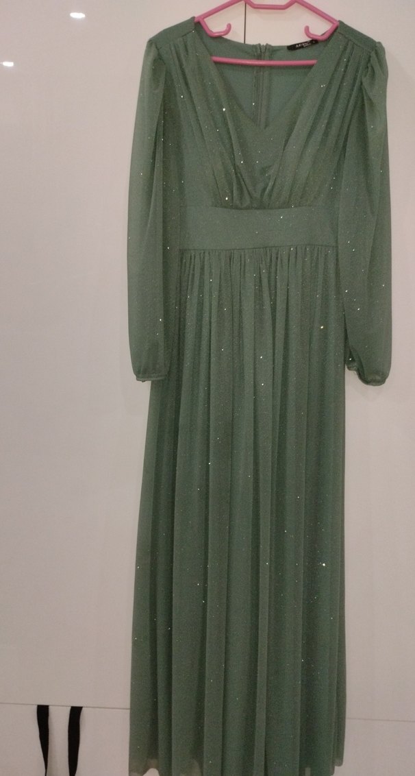 V Yaka haki  Uzun Kollu Salaş elbise türü abiye - Görsel 2