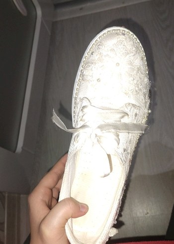 Beyaz Nakışlı gelin özel Ayakkabısi - Görsel 4