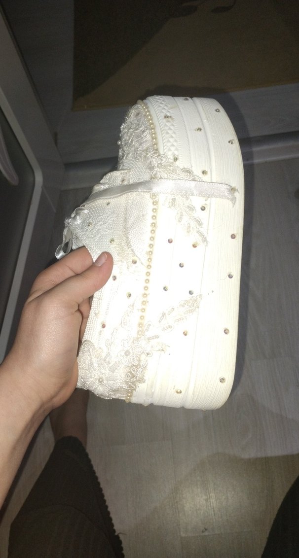 Beyaz Nakışlı gelin özel Ayakkabısi - Görsel 2