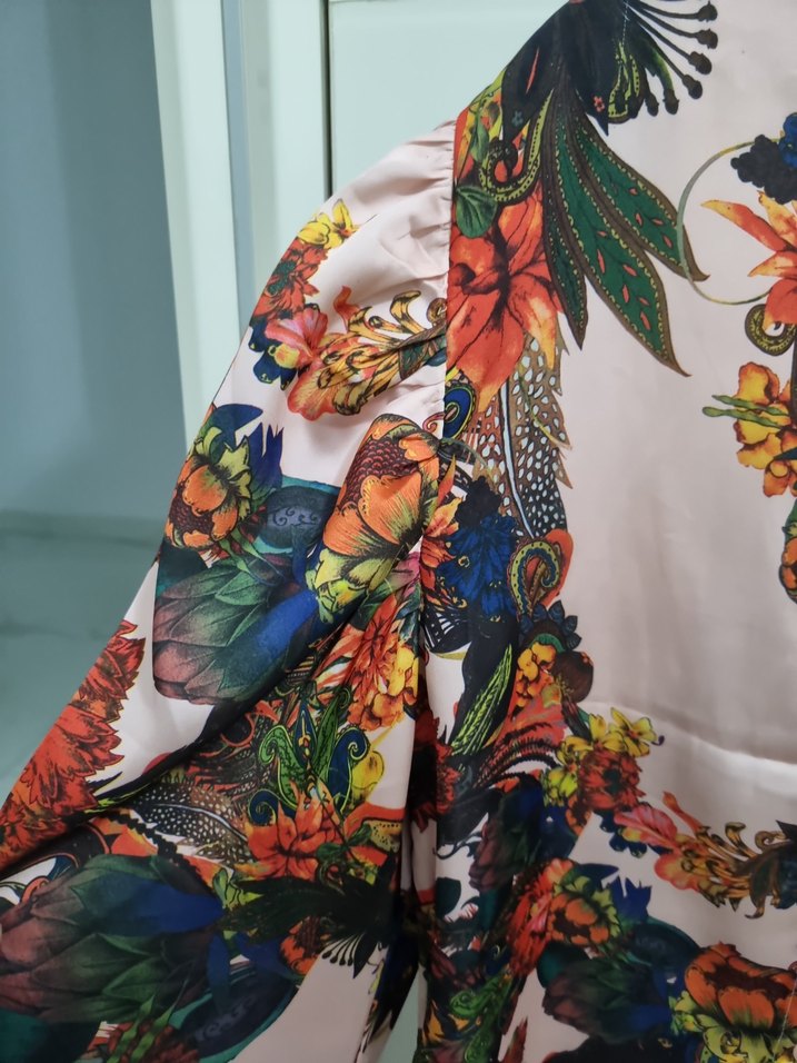 Desenli HM pamuklu saten bluz - Görsel 3