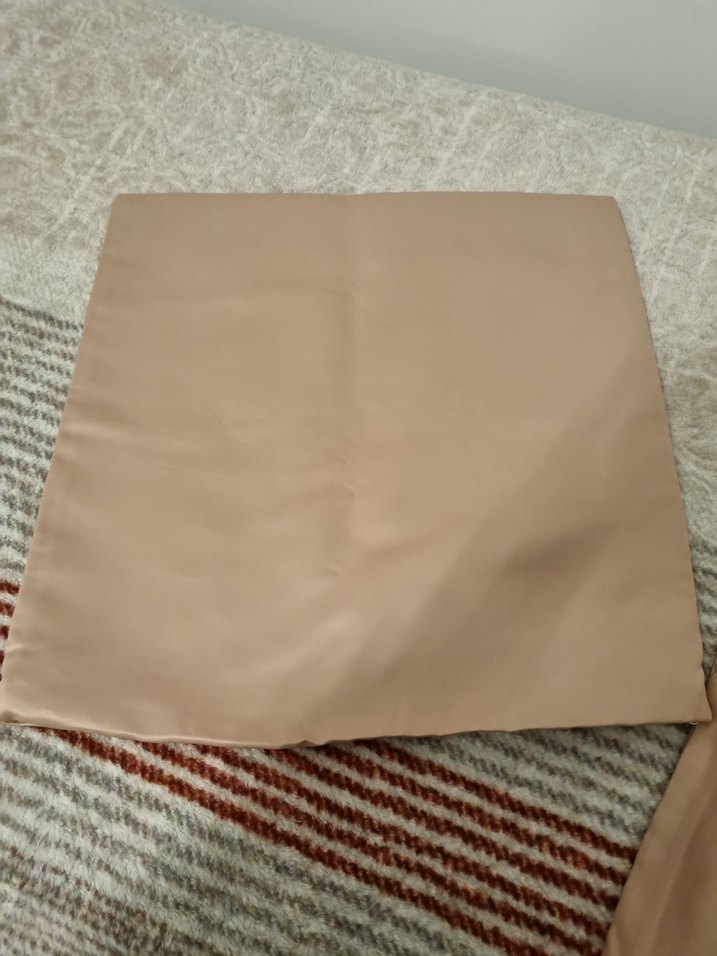 4 adet pudra pembesi pamuk saten Parlak Düz kirlent - Görsel 3