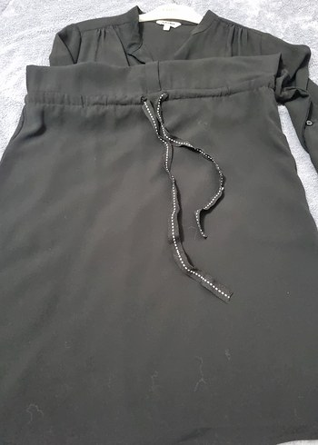 Uzun Kollu, V Yakalı siyah Kadın Elbise - Görsel 2