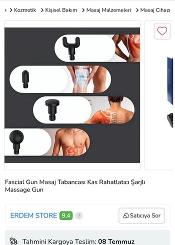 Beden Şarjlı Gri Masaj Tabancası Kas Rahatlatıcı