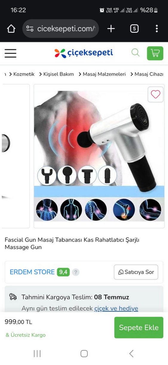 Şarjlı Gri Masaj Tabancası Kas Rahatlatıcı - Görsel 2