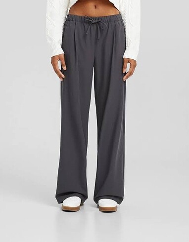 bershka wide leg büzgü ipli pantolon
