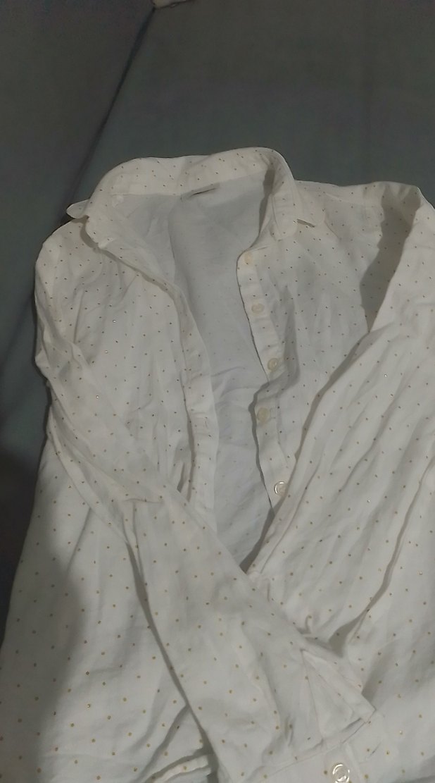 Düğmeli Beyaz keten sim desenli çocuk gömlek - Görsel 2