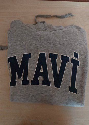 Mavi Gri Kapüşonlu Kadın Sweatshirt