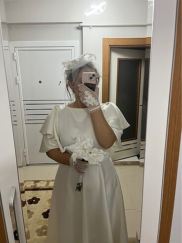 42 Beden beyaz Renk Nikah Elbisesi