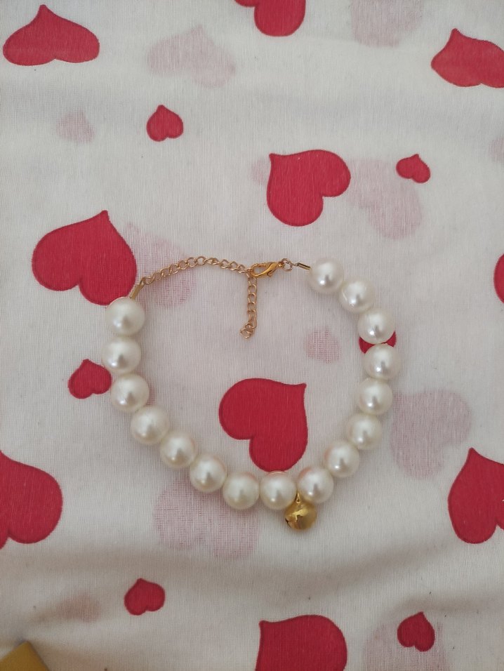 Beyaz Boncuklu kedi tasması - Görsel 2