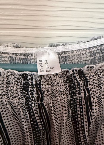 H&M Gri Piliseli Uzun Kollu Bohem Bluz