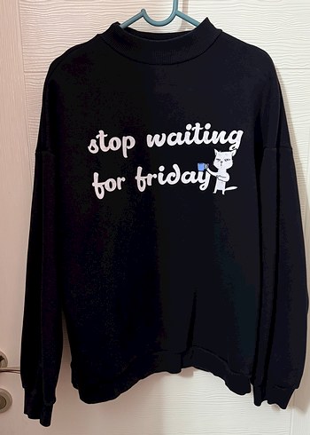 Siyah Baskılı Kadın Sweatshirt