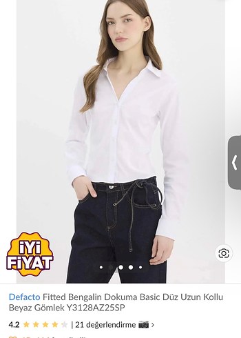 Defacto Beyaz Uzun Kollu V Yaka Gömlek