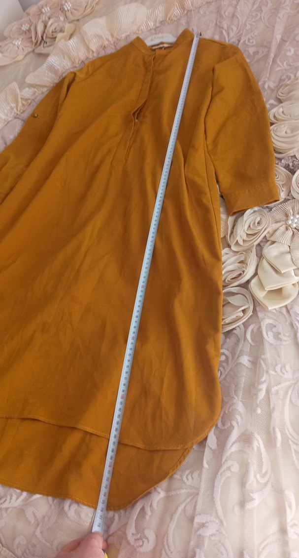 Camel Renkli Uzun Keten Bohem Tunik - Görsel 4