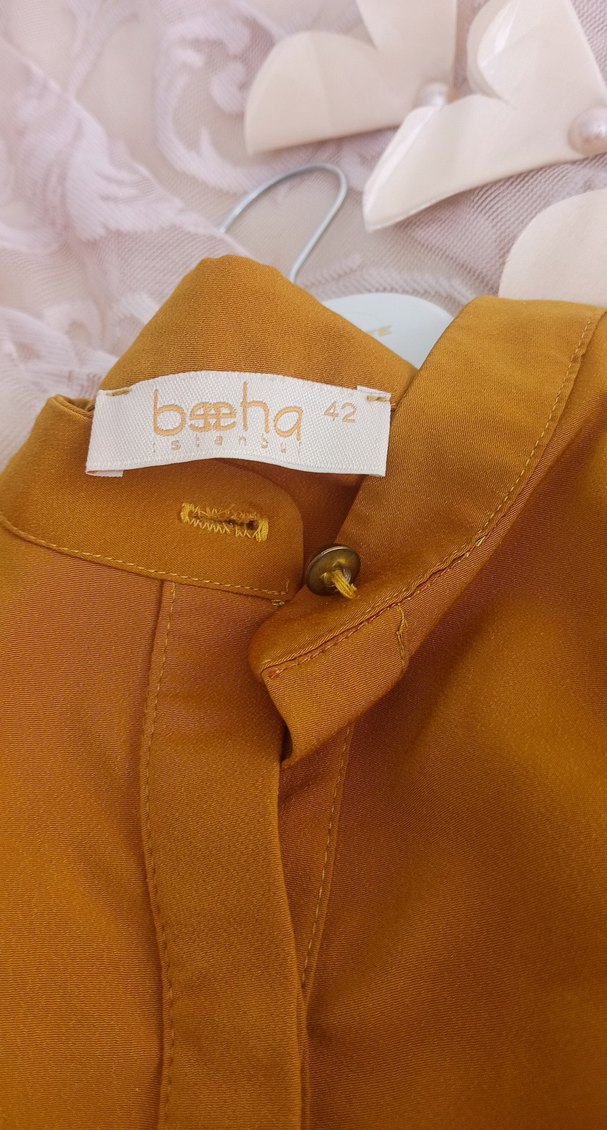 Camel Renkli Uzun Keten Bohem Tunik - Görsel 2