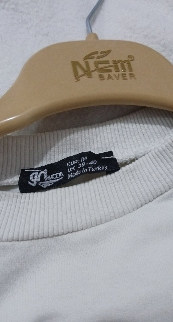 Beyaz Baskılı Oversize Kadın Sweatshirt - Görsel 5