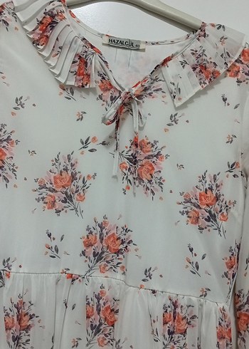 Beyaz Bohem Uzun Kollu Çiçekli Elbise - Görsel 5