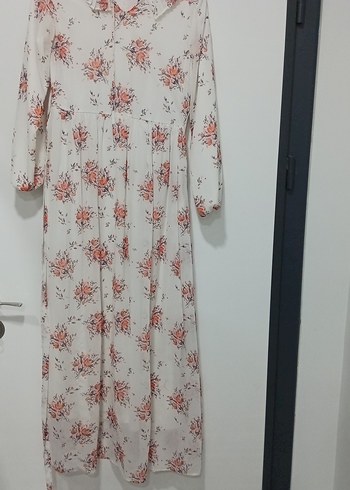 Beyaz Bohem Uzun Kollu Çiçekli Elbise - Görsel 2