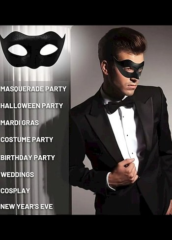 Siyah Dantel ve plastik Maske Seti - Görsel 4