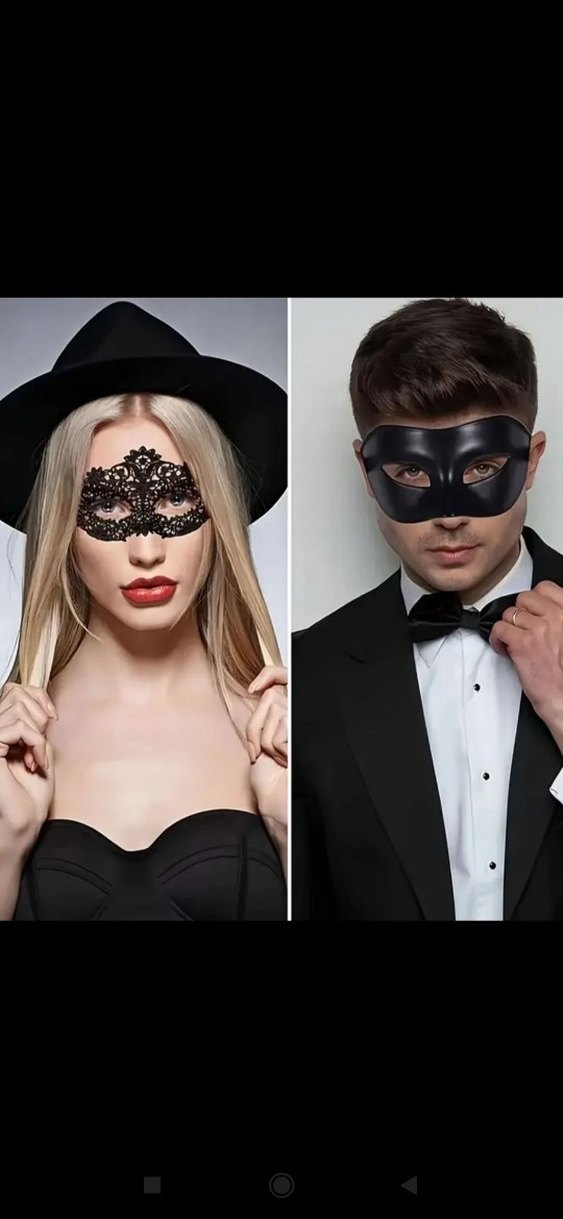 Siyah Dantel ve plastik Maske Seti - Görsel 2