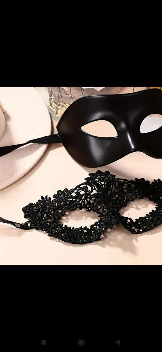 Siyah Dantel ve plastik Maske Seti - Görsel 3