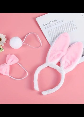 Pembe Tavşan Kulaklı 3 parça cosplay - Görsel 2