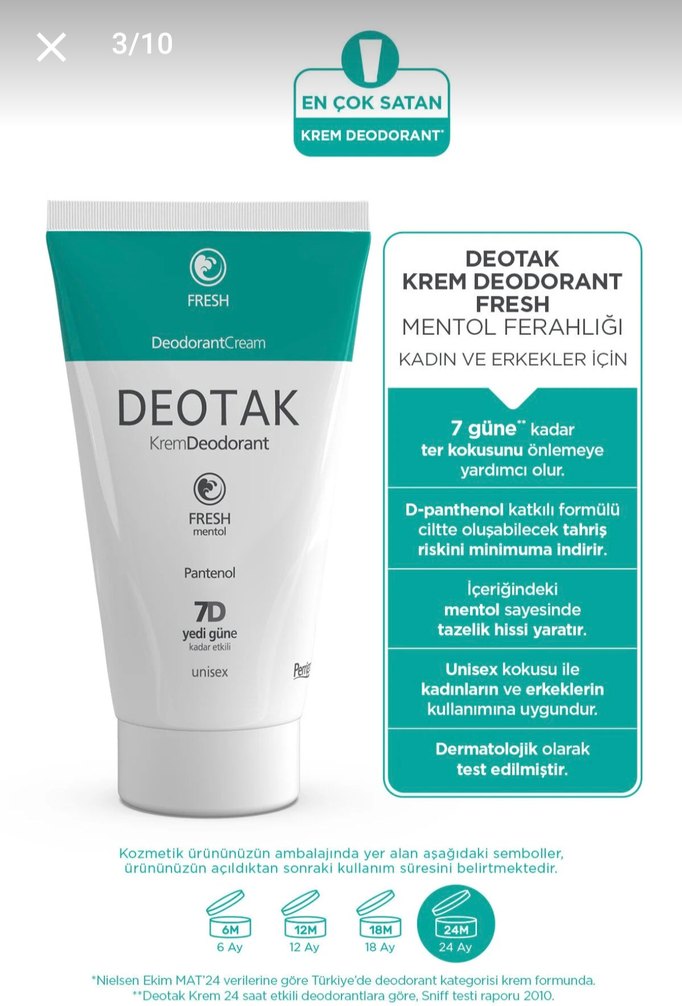 Deotak Krem Deodorant Unisex 7 Günlük Koruma - Görsel 2