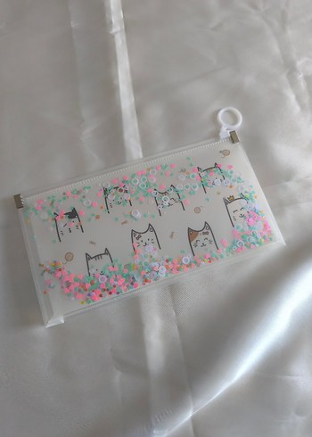 Pastel Renkli Kedi Desenli Şeffaf Kalemlik - Görsel 5