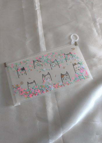 Pastel Renkli Kedi Desenli Şeffaf Kalemlik - Görsel 6