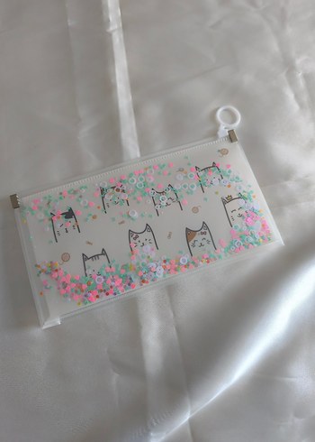 Pastel Renkli Kedi Desenli Şeffaf Kalemlik - Görsel 4