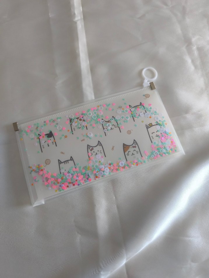 Pastel Renkli Kedi Desenli Şeffaf Kalemlik - Görsel 2