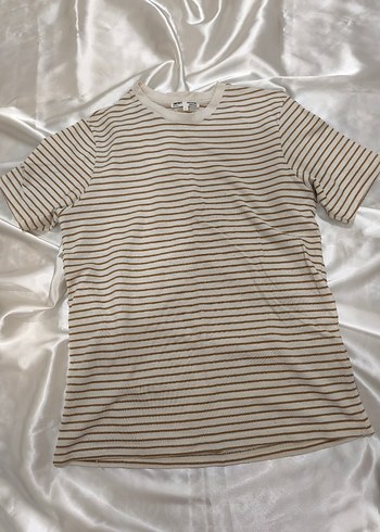 Bej Çizgili Erkek Kısa Kollu Tişört - Görsel 3