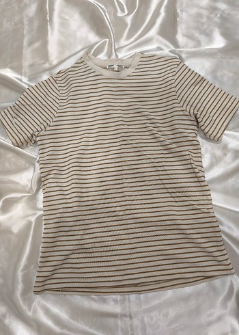 Bej Çizgili Erkek Kısa Kollu Tişört - Görsel 4