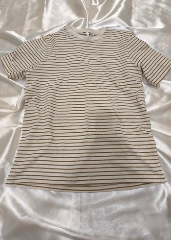 Bej Çizgili Erkek Kısa Kollu Tişört - Görsel 5