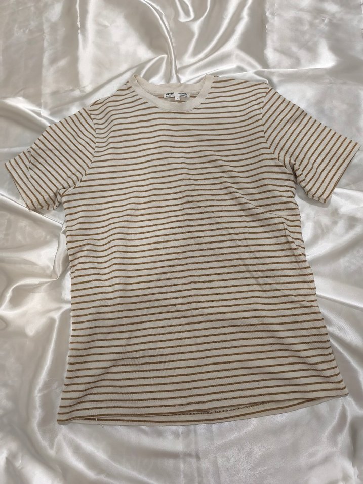 Bej Çizgili Erkek Kısa Kollu Tişört - Görsel 3