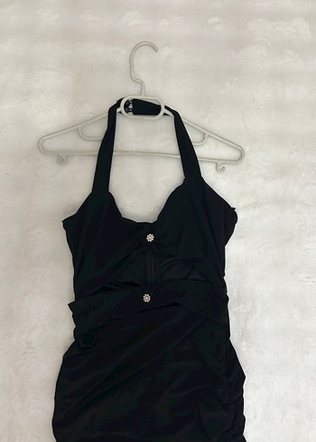 Zara Siyah Uzun Drapeli İnce Askılı Elbise
