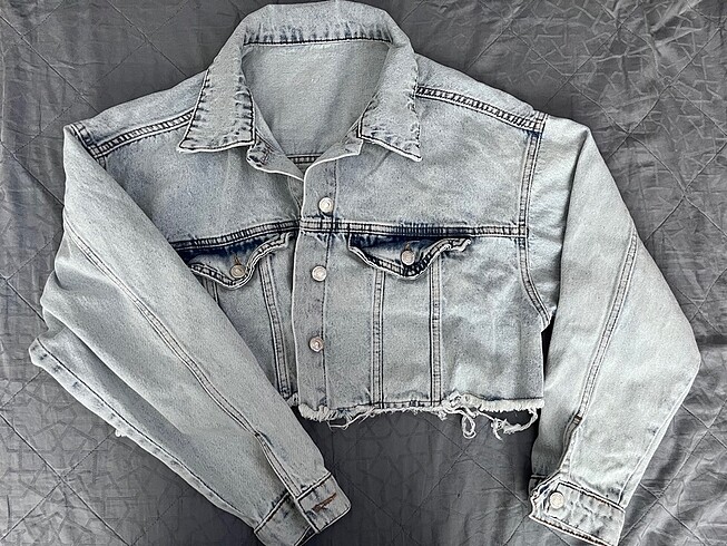 Crop jean (kot) ceket tertemiz