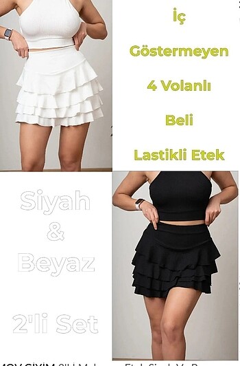 Mykonus etek siyah ve beyaz